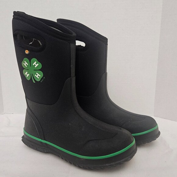 4-H Bogs Boots - Black - Youth Size 4 - 100% Waterproof - New In Box - Picture 1 of 9